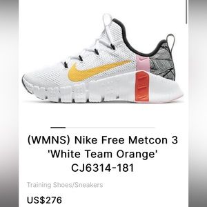 Women's Nike Free Metcon 3 'White Team Orange'